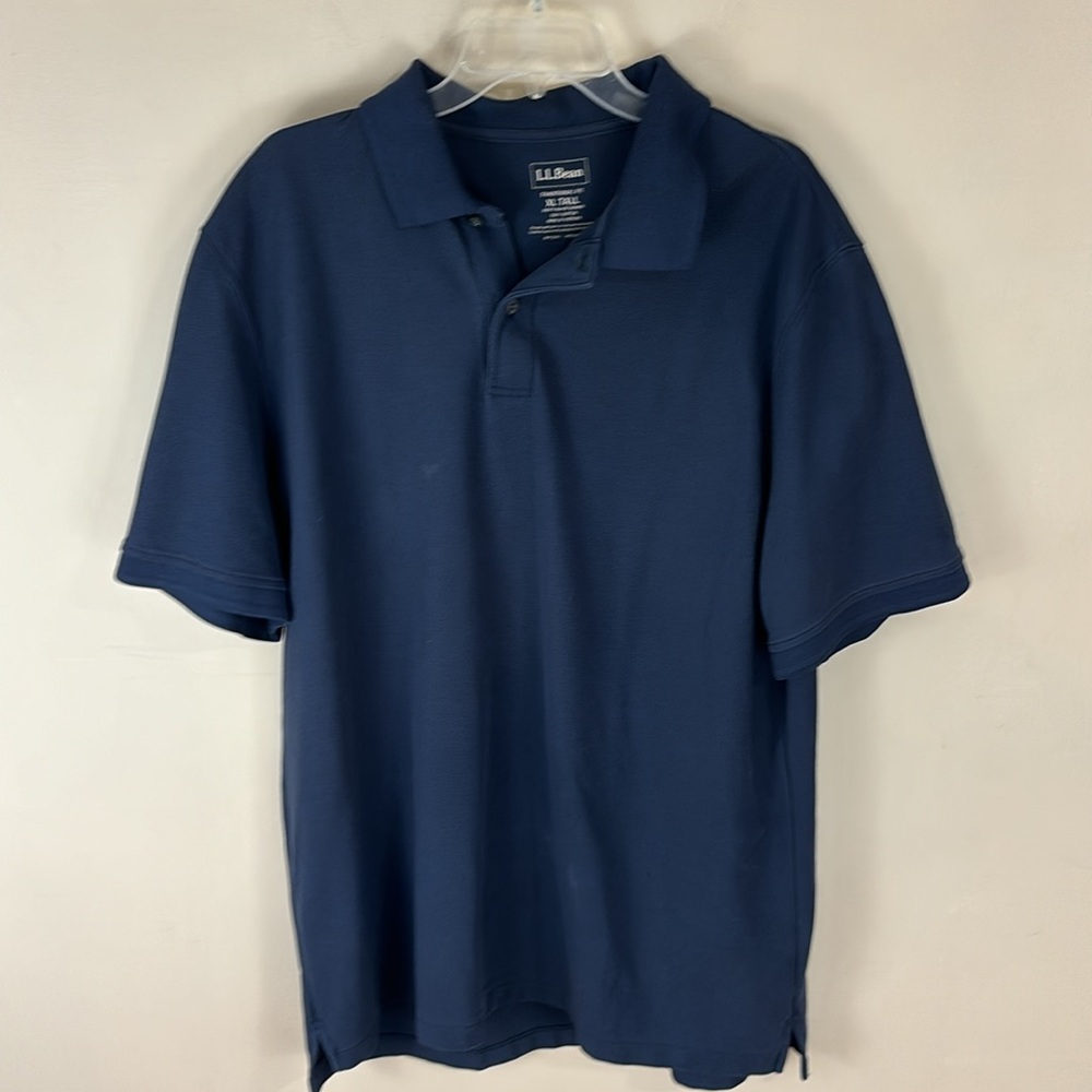 LL Bean Navy Cotton Polo Shirt Traditional Fit Size XL Tall